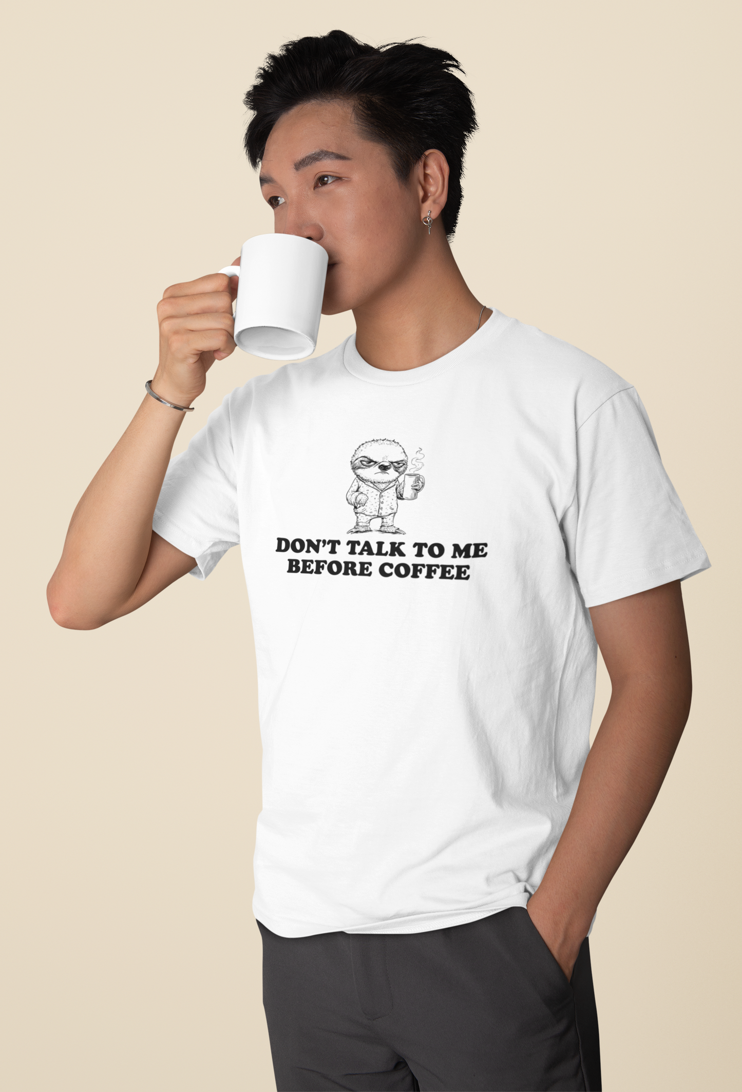 Don't Talk To Me Before Coffee Sloth T-shirt-T-Shirt-Pawfect Printing